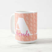 Mug LETTRE VIRALE ROSE INITIALE BLANCHE Designer Scrip (Devant gauche)