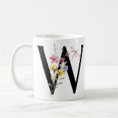 Mug Lettre W avec des fleurs (Gauche)