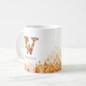 Mug Lettre W Feuilles automnales Monogramme initial (Devant gauche)