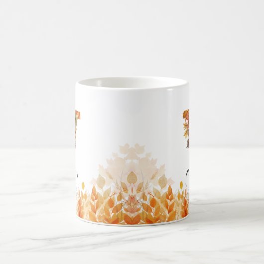 Mug Lettre W Feuilles automnales Monogramme initial (Centre)
