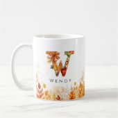 Mug Lettre W Feuilles automnales Monogramme initial (Gauche)