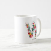 Mug Lettre W | LETTRE FLEURIE Whimsical Monogramme I M (Devant droit)