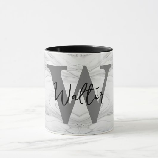 Mug Lettre W Monogramme en Marbre Moderne et Classique (Centre)