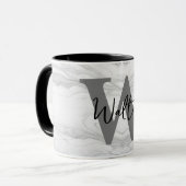 Mug Lettre W Monogramme en Marbre Moderne et Classique (Devant gauche)