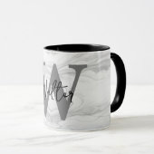 Mug Lettre W Monogramme en Marbre Moderne et Classique (Devant droit)