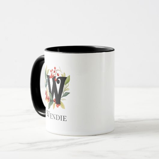 Mug Lettre W Monogramme initiale Berry Fer (Devant gauche)