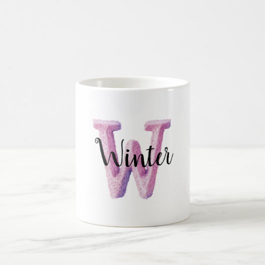 Mug Lettre W Nom Rose Violet Confortable  (Centre)