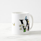 Mug Lettre W Papillon Floral Monogramme Initiale (Devant droit)