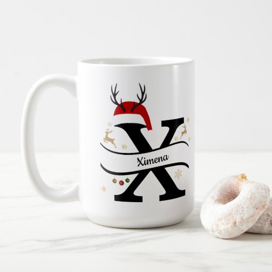 Mug Lettre X Alphabet de Noël (Avec donut)