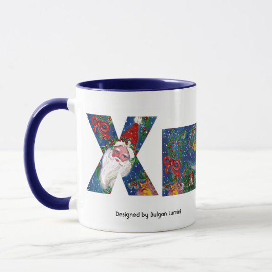 MUG LETTRE X DE NOËL / MONOGRAMME DE RIBON ROUGE PÈRE (Gauche)
