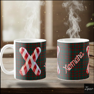 Mug Lettre X de Noël rayée de bonbon canne à sucre bri