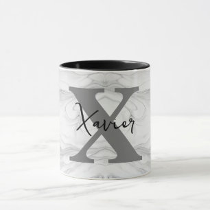 Mug Lettre X en marbre moderne et classique avec monog