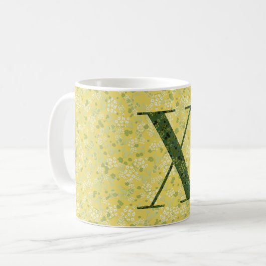 Mug Lettre X jaune clair et vert foncé liberté (Devant gauche)