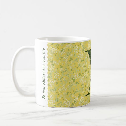 Mug Lettre X jaune clair et vert foncé liberté (Gauche)