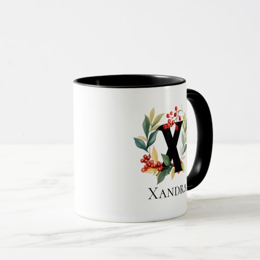 Mug Lettre X Monogramme initiale Berry Fer (Devant droit)