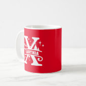 Mug Lettre X Noël Monogramme Nom initial Rouge (Devant gauche)