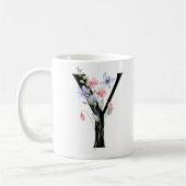 Mug Lettre Y avec des fleurs (Gauche)