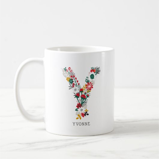 Mug Lettre Y | LETTRE FLEURIE Whimsical Monogramme I M (Gauche)