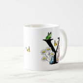Mug Lettre Y Monogramme Papillon Floral Initial (Devant droit)