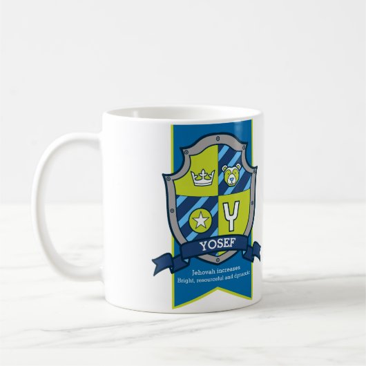 Mug Lettre Y Yosef bleu vert nom de l'ours signifiant (Gauche)