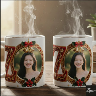Mug Lettre Z de Noël en velours rouge luxueux et or