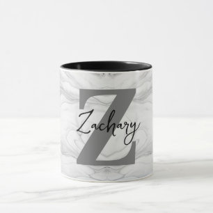 Mug Lettre Z en marbre moderne et classique en monogra