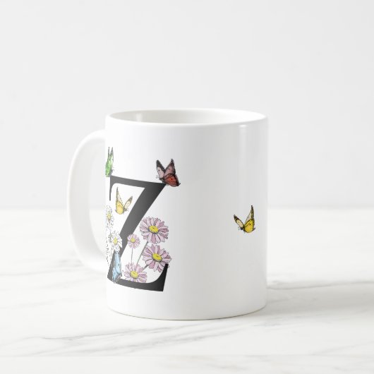 Mug Lettre Z Floral Papillon Monogramme initial (Devant gauche)