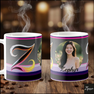 Mug Lettre Z fluide abstraite Néon Plumes