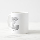 Mug Lettre Z Gris Monogramme Nom moderne (Devant gauche)