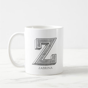 Mug Lettre Z Gris Monogramme Nom moderne