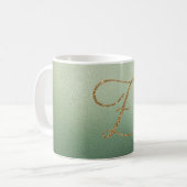 Mug Lettre Z Pailletée Or Vert Olive (Devant gauche)