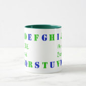 Mug Lettres alphabétiques personnalisées en vert, bleu (Centre)