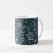 Mug Lettres, anges, flocons de neige, cadeaux, Coeurs (Devant droit)