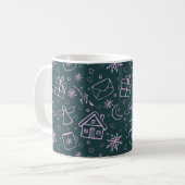 Mug Lettres, anges, flocons de neige, cadeaux, Coeurs (Devant gauche)