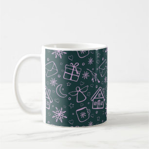 Mug Lettres, anges, flocons de neige, cadeaux, Coeurs