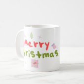 Mug Lettres de bulle super Joyeux Arbre de Noël (Devant gauche)