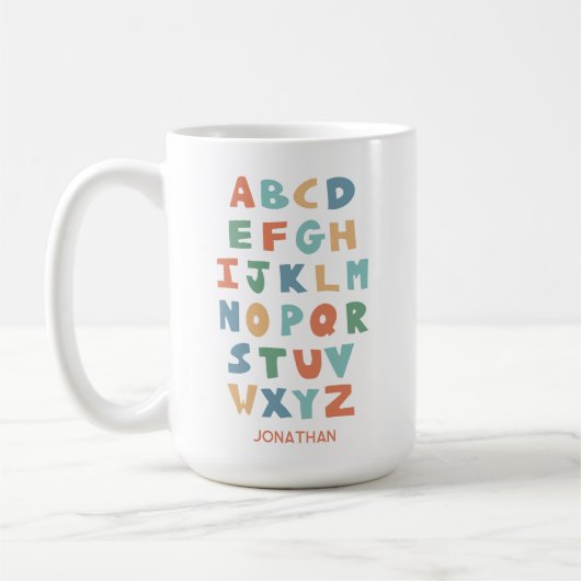 Mug Lettres de classe personnalisées ABC Alphabet mode (Gauche)