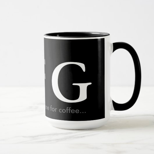 Mug lettres de nom des initiales en noir et blanc (Droite)