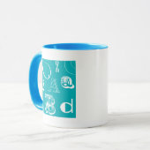 Mug Lettres décoratives sur Arrière - plan bleu (Devant gauche)