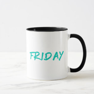 Mug Lettres design vendredi en Turquoise