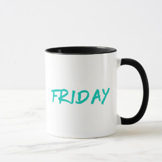 Mug Lettres design vendredi en Turquoise