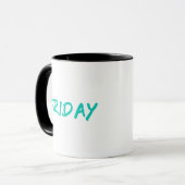 Mug Lettres design vendredi en Turquoise (Devant gauche)