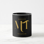 Mug Lettres d'initiales de monogramme noir et or éléga (Centre)