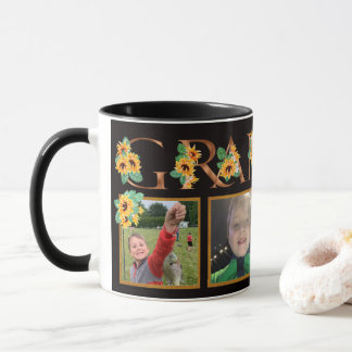 Mug Lettres d'or de Grandma Sunflower pour quatre phot