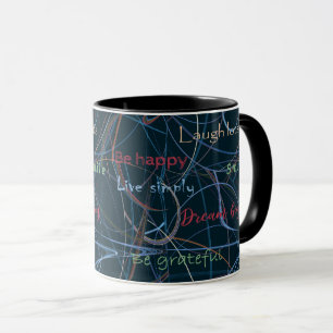Mug Lettres et abstraction colorées et noires