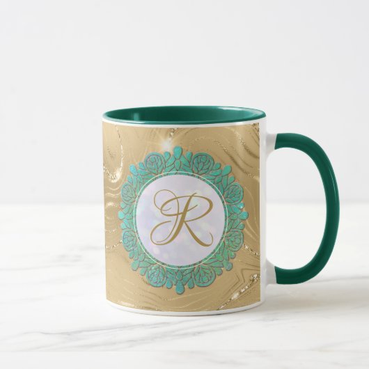 Mug Lettres Initiales Monogramme Élégant avec Mandala (Droite)
