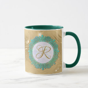 Mug Lettres Initiales Monogramme Élégantes avec Mandal