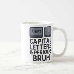 Mug Lettres majuscules et points bruh, enseignants sar