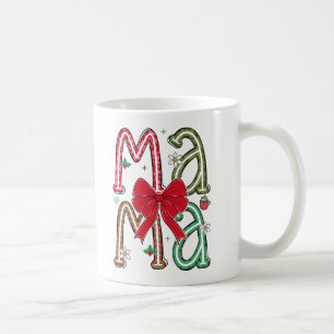 Mug Lettres MAMA de Noël Red Bow mignonne Festive