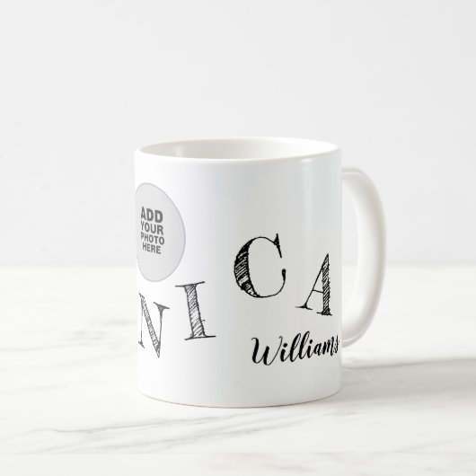 Mug lettres manuscrites de votre nom photo cool (Devant droit)
